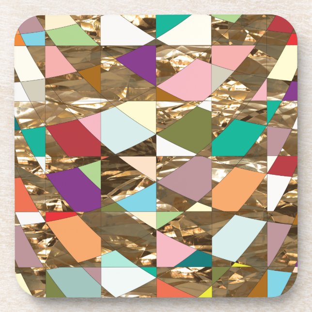 Abstract Colours Gold Foil Coaster (Front)