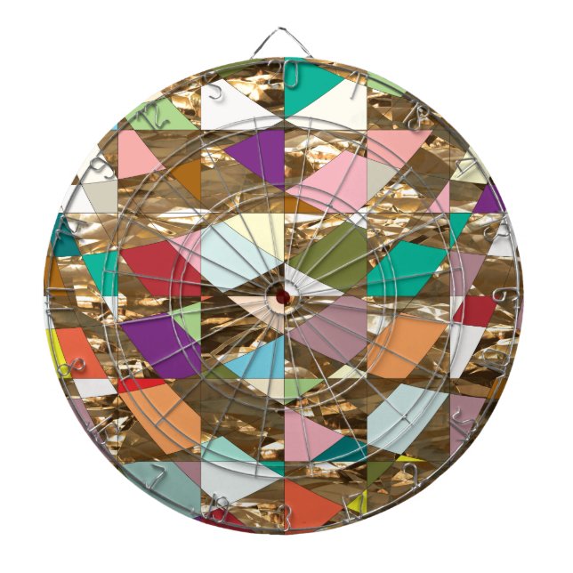 Abstract Colours Gold Foil Dartboard (Front)