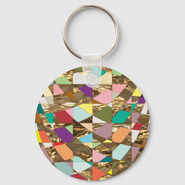 Abstract Colours Gold Foil Keychain (Front)