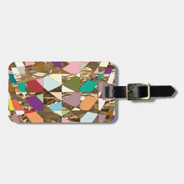 Abstract Colours Gold Foil Luggage Tag (Front Horizontal)