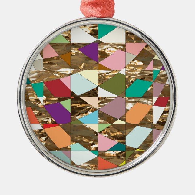 Abstract Colours Gold Foil Metal Ornament (Front)