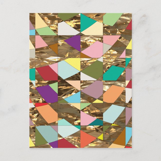 Abstract Colours Gold Foil Postcard (Front)