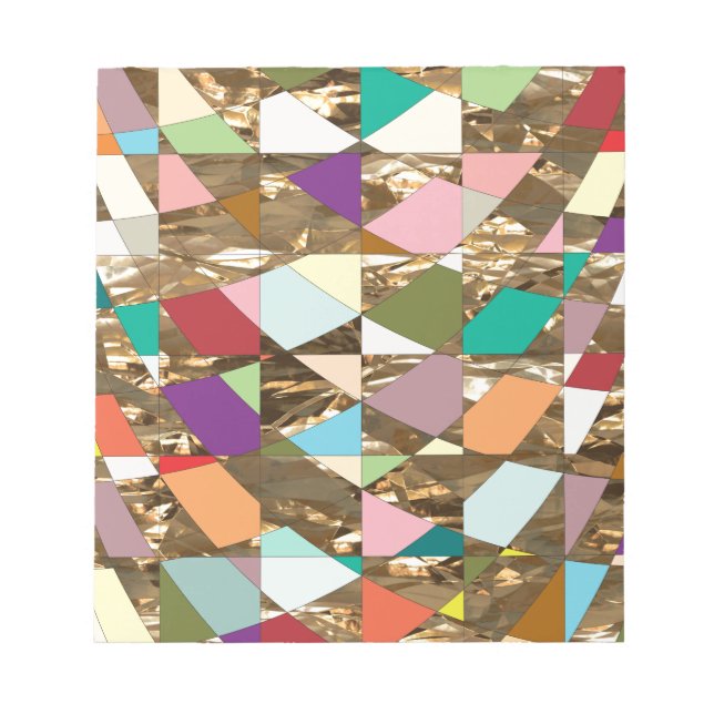 Abstract Colours Gold Foil Scrapbook Paper Notepad (Front)