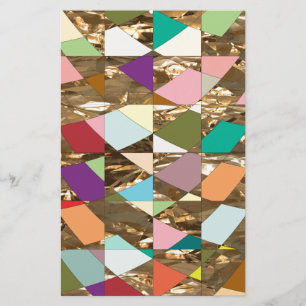 Abstract Colours Gold Foil Stationery