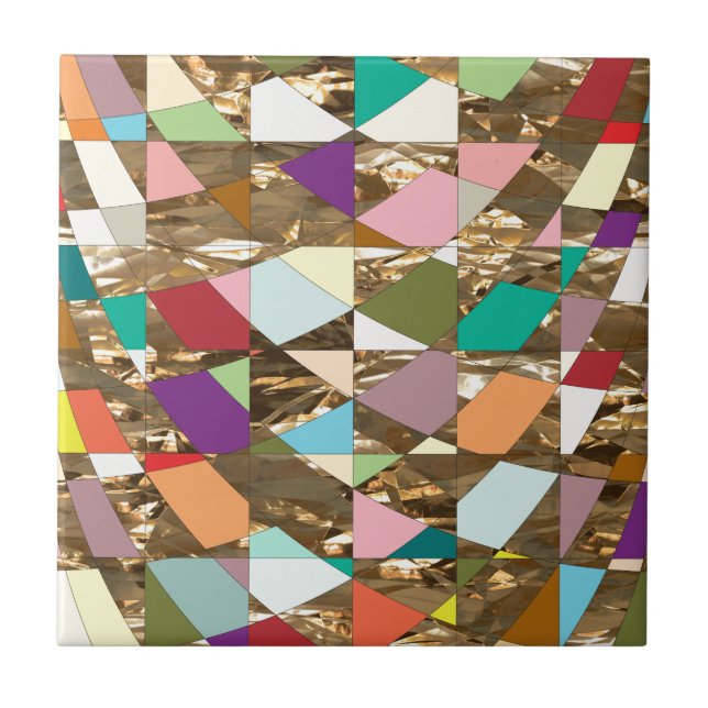 Abstract Colours Gold Foil Tile (Front)