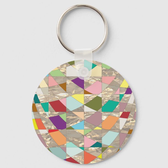 Abstract Colours Gold Keychain (Front)