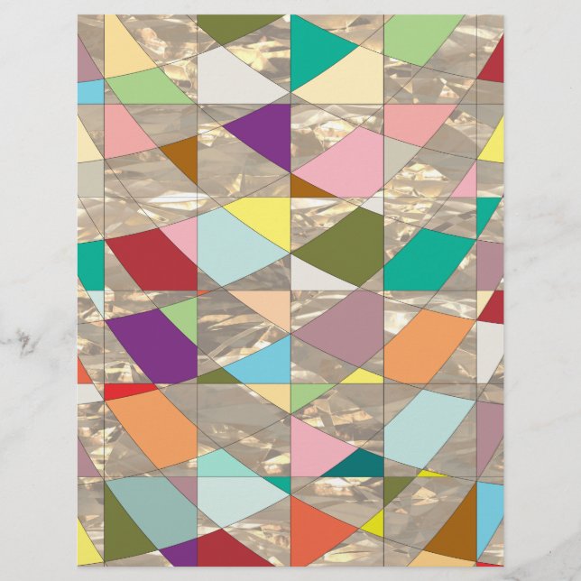 Abstract Colours Gold Scrapbook Paper (Front)