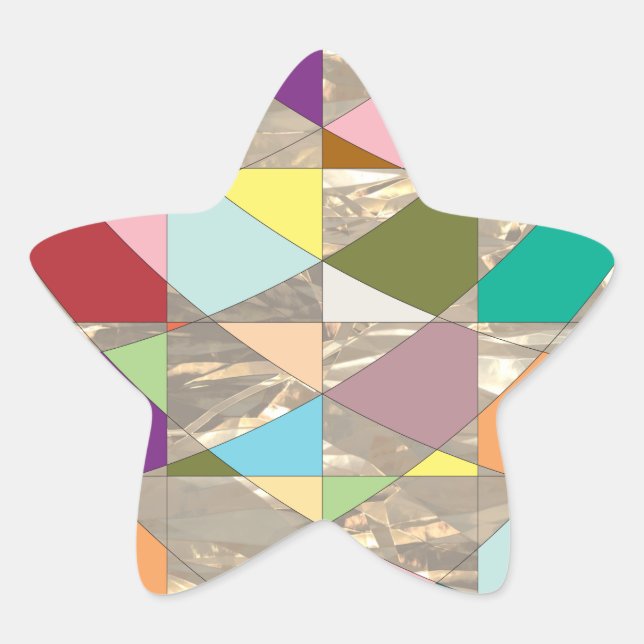 Abstract Colours Gold Star Sticker (Front)