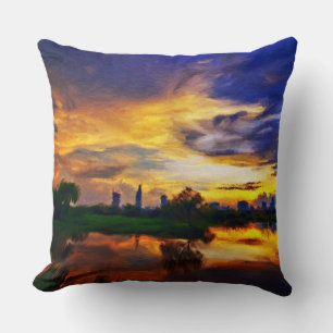 Abstract Colours Painting   Saigon Sunset Throw Pillow