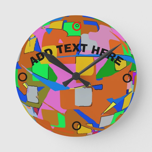 Abstract Colours Round Clock (Front)