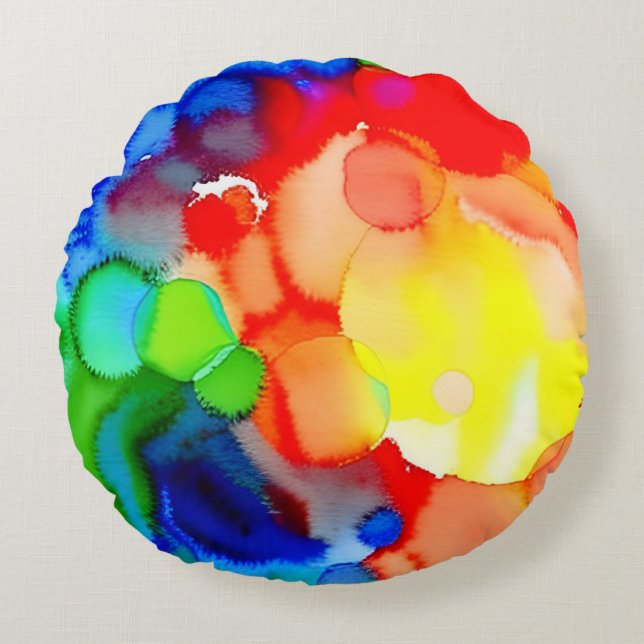 Abstract Colours Round Pillow (Front)