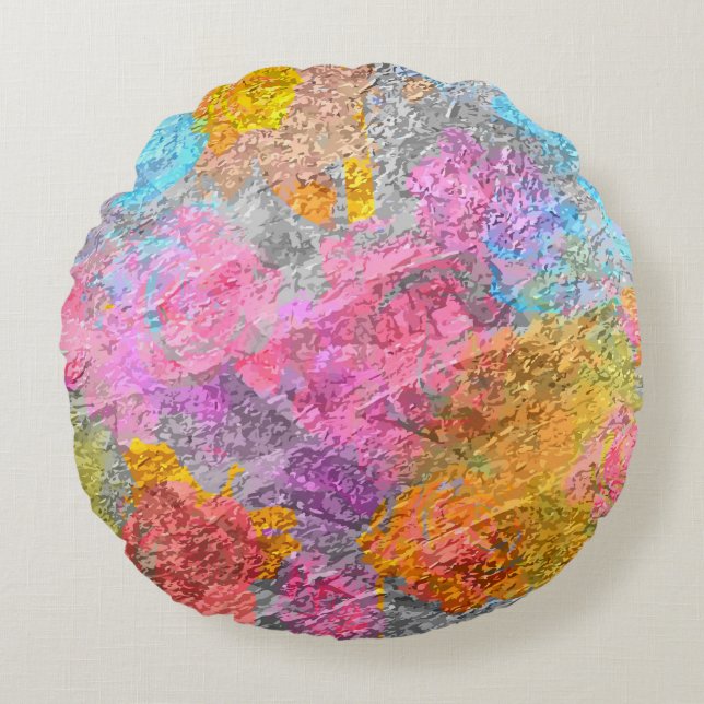 Abstract Colours Round Pillow (Front)