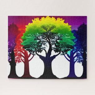 Abstract Colours Spectrum of Autumn Tree Collage Jigsaw Puzzle