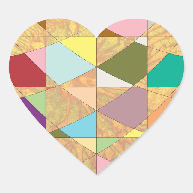 Abstract Colours Sun Burst Heart Sticker (Front)