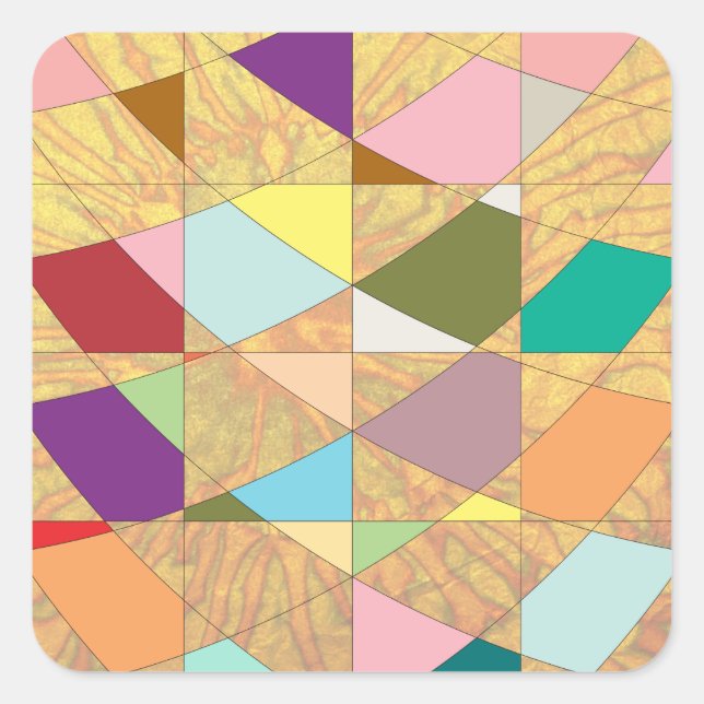 Abstract Colours Sun Burst Square Sticker (Front)