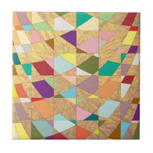 Abstract Colours Sun Burst Tile