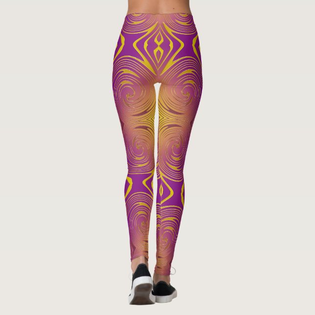 abstract colrful swirl pattern leggings (Back)