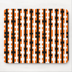 Abstract Columns - Black and White on Orange Mouse Pad