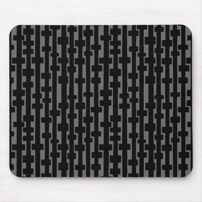 Abstract Columns - Black on Grey Mouse Pad (Front)