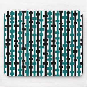 Abstract Columns - Green and Black on White Mouse Pad