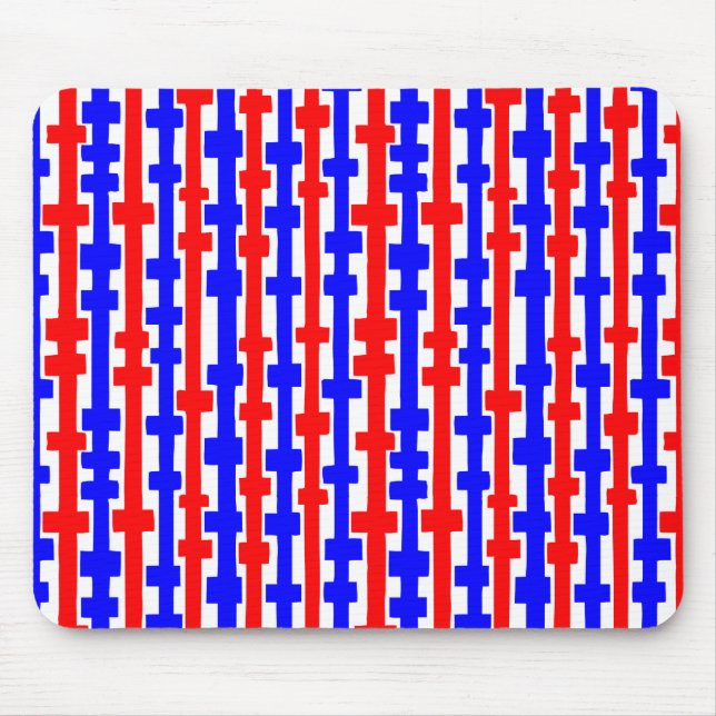 Abstract Columns - Red and Blue on White Mouse Pad (Front)