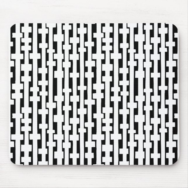 Abstract Columns - White on Black Mouse Pad (Front)