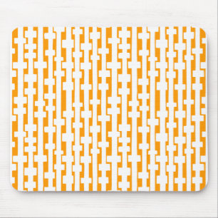 Abstract Columns - White on Lt Orange Mouse Pad