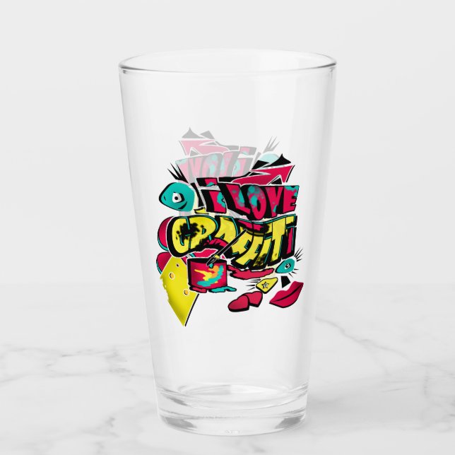 Abstract comics graffiti style text grunge urban c glass (Front)