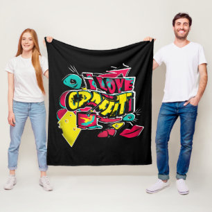 Abstract comics graffiti text grunge urban lips he fleece blanket
