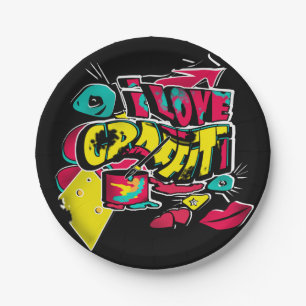 Abstract comics graffiti text grunge urban lips he paper plate