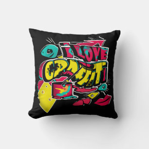 Abstract comics graffiti text grunge urban lips he throw pillow