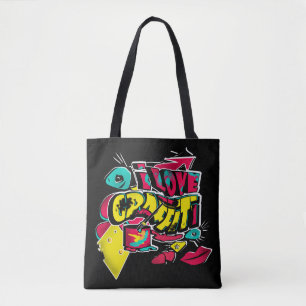 Abstract comics graffiti text grunge urban lips he tote bag