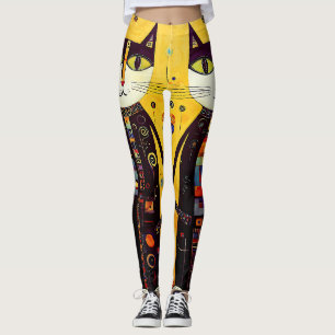 Abstract Companions: A Tale of Two Cats Leggings