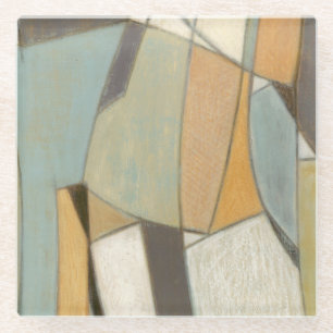 Abstract Composition with Muted Colours Glass Coaster