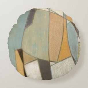 Abstract Composition with Muted Colours Round Pillow