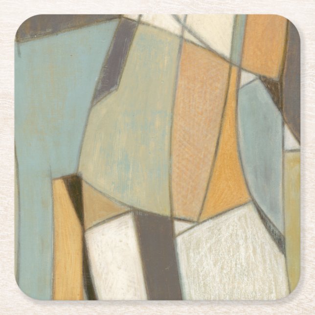 Abstract Composition with Muted Colours Square Paper Coaster (Front)