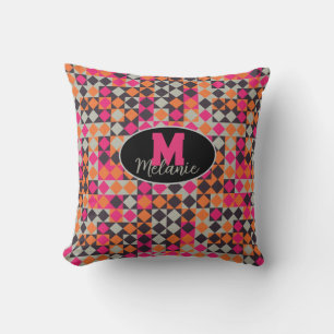Abstract computational children's retro checker throw pillow
