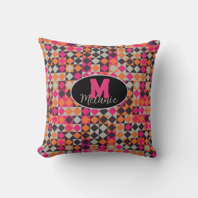 Abstract computational children's retro checker throw pillow (Front)