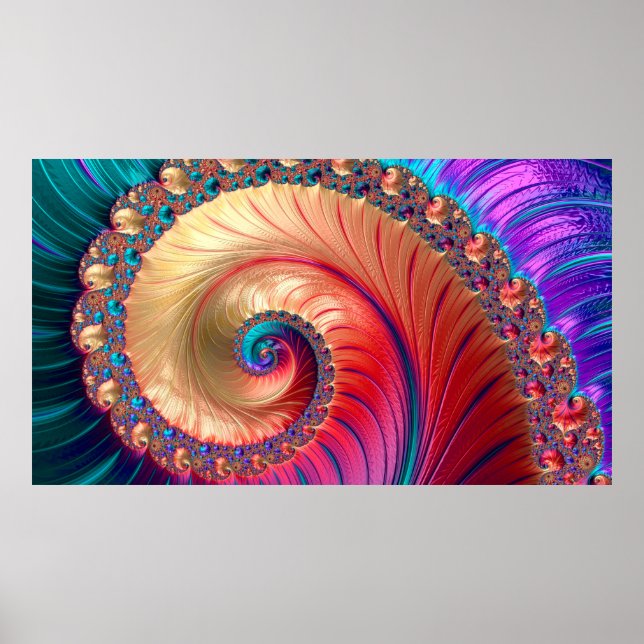 Abstract Computer generated Fractal design. A frac Poster (Front)