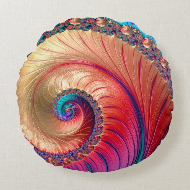 Abstract Computer generated Fractal design. A frac Round Pillow (Front)