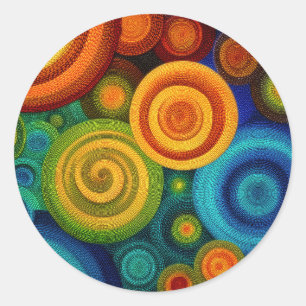 Abstract concentric circles in vibrant multicolor  classic round sticker