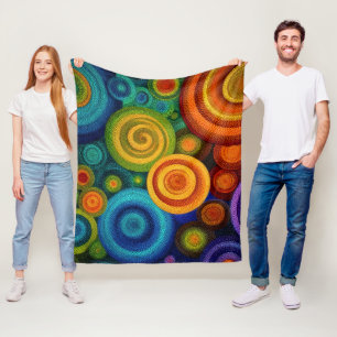 Abstract concentric circles in vibrant multicolor  fleece blanket