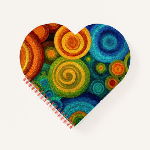 Abstract concentric circles in vibrant multicolor notebook