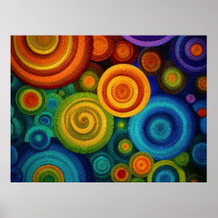 Abstract concentric circles in vibrant multicolor  poster