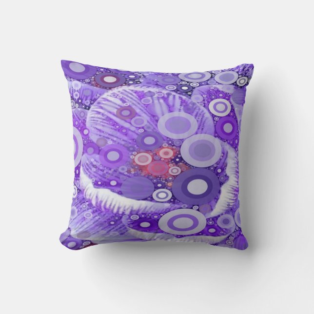 Abstract Concentric Circles Mosaic Purple Orchid Throw Pillow (Front)