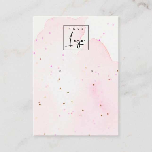Abstract Confetti Blush Stud Earring Logo Display Business Card (Front)