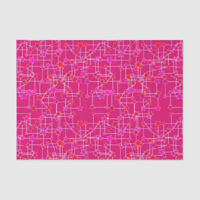 Abstract Constellation of Stars, Deep Fuchsia Pink Tissue Paper (Front)