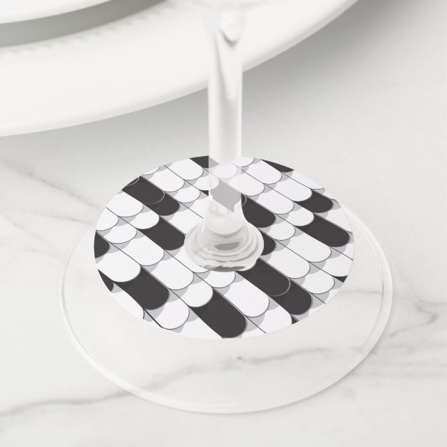 Abstract Construction (tiles) Wine Glass Tag (Close Up)