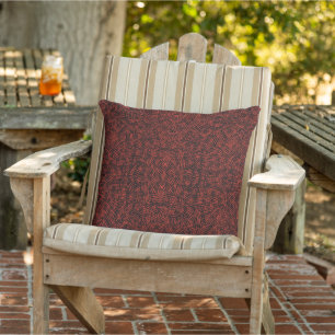 Abstract Contemporary Black Crosshatch On Red Rust Outdoor Pillow