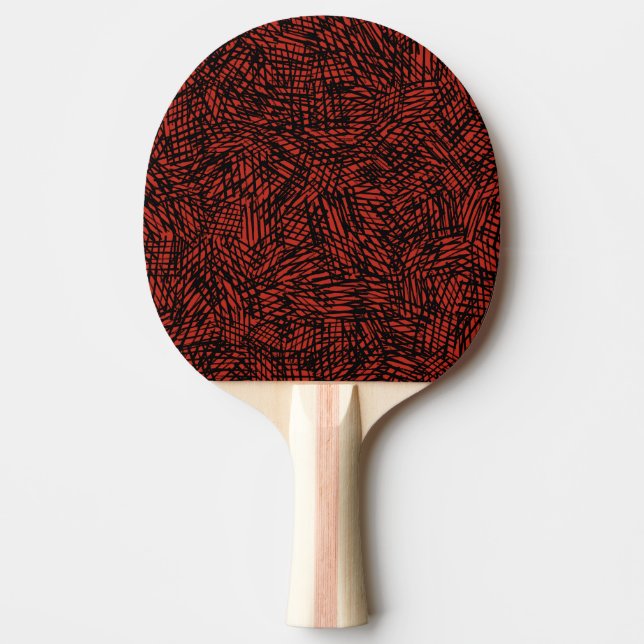 Abstract Contemporary Black Crosshatch On Red Rust Ping Pong Paddle (Front)